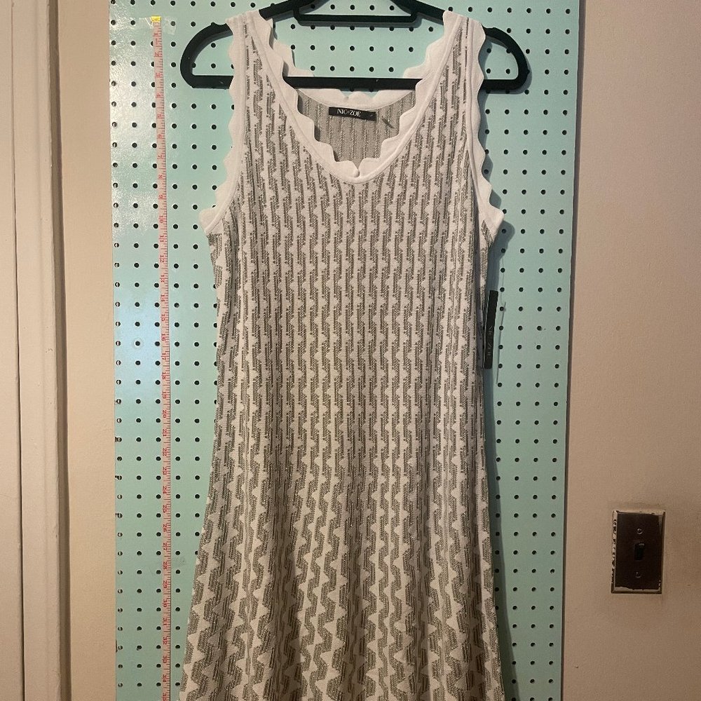 NIC+ZOE Knee-Length White Dress with Gold Design - New with Tags